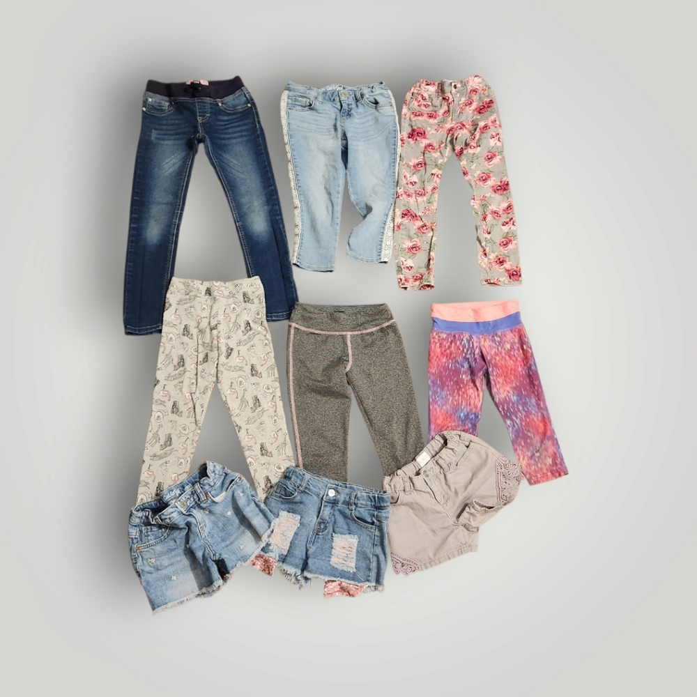 Girls all season bundle lot shorts pants jeans leggings capris size 6 7 - Picture 3 of 13